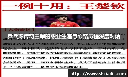 乒乓球传奇王军的职业生涯与心路历程深度对话